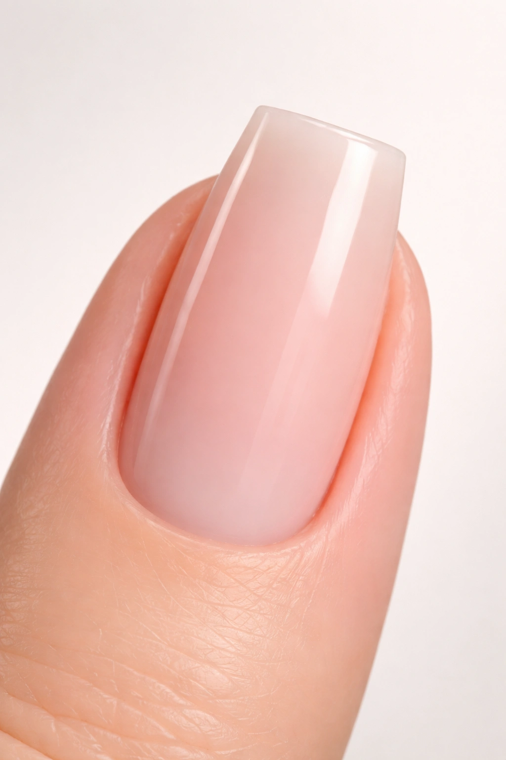 Close-up of a tapered-square nail with a subtle taper and rounded tip.