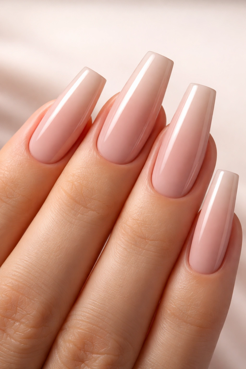 Close-up of tapered square nails with tapered sides and squared tip