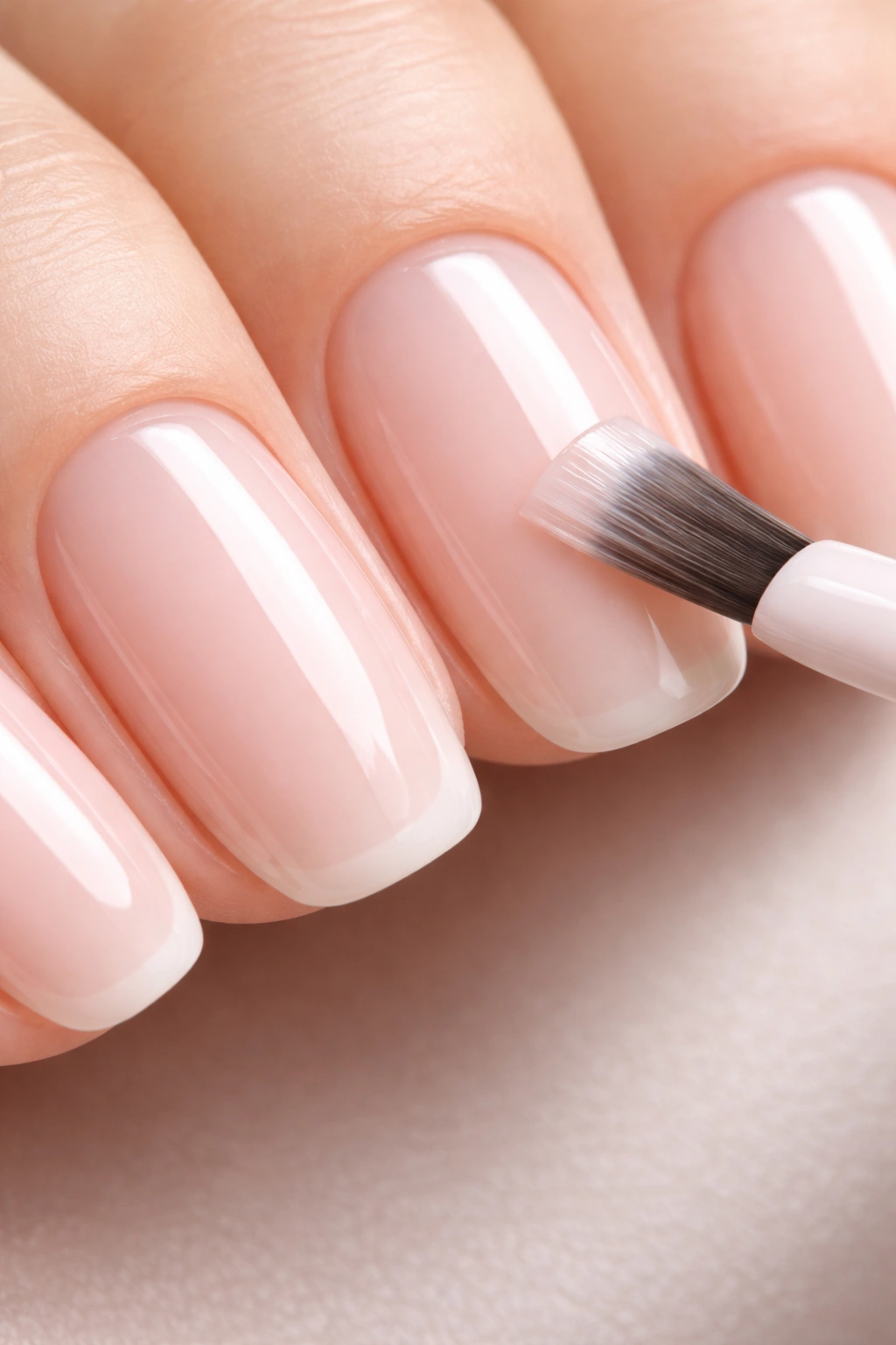 Nails with three thin translucent layers for even color