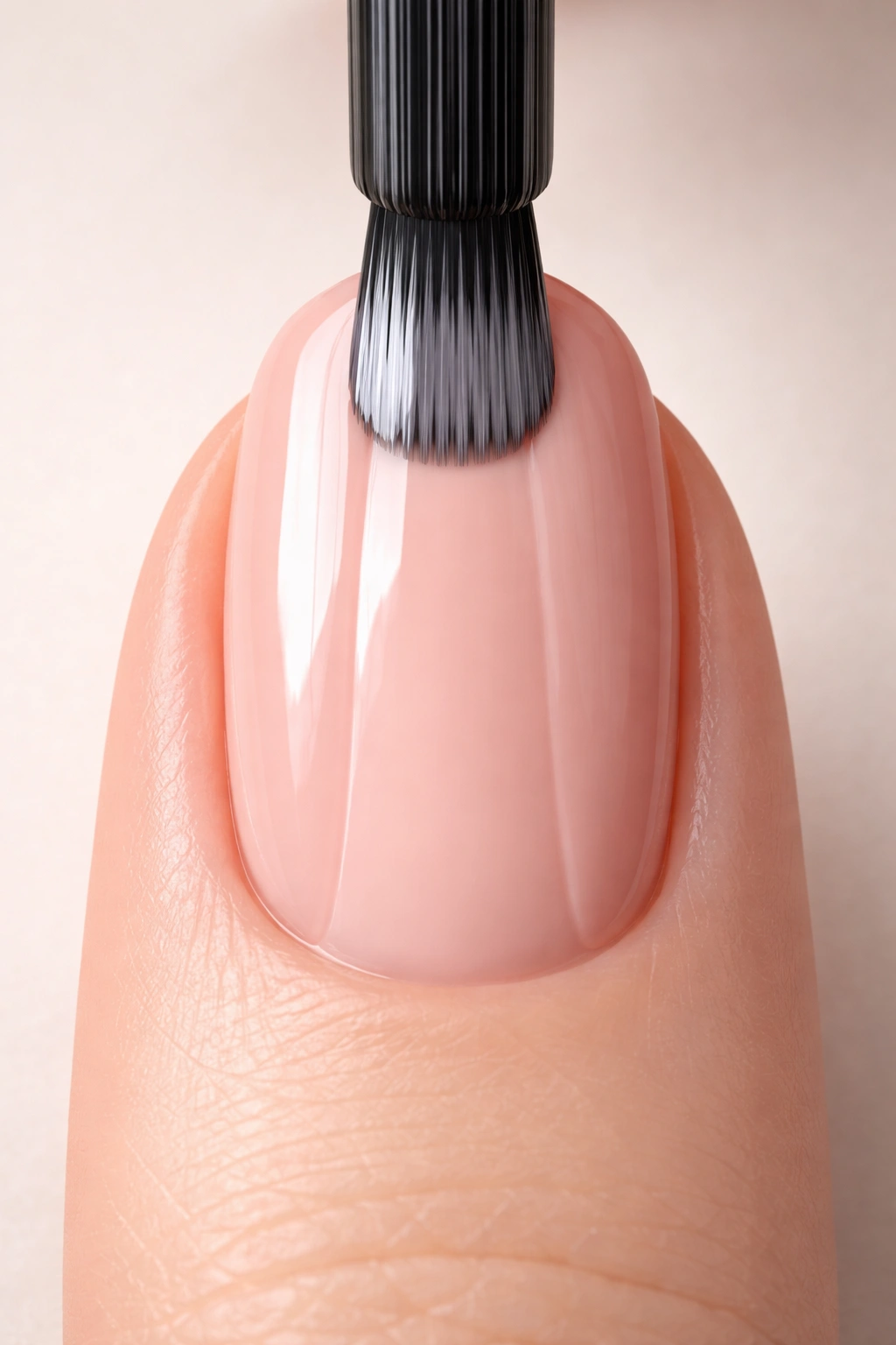 Nail showing three subtle tonal segments representing three-stroke method