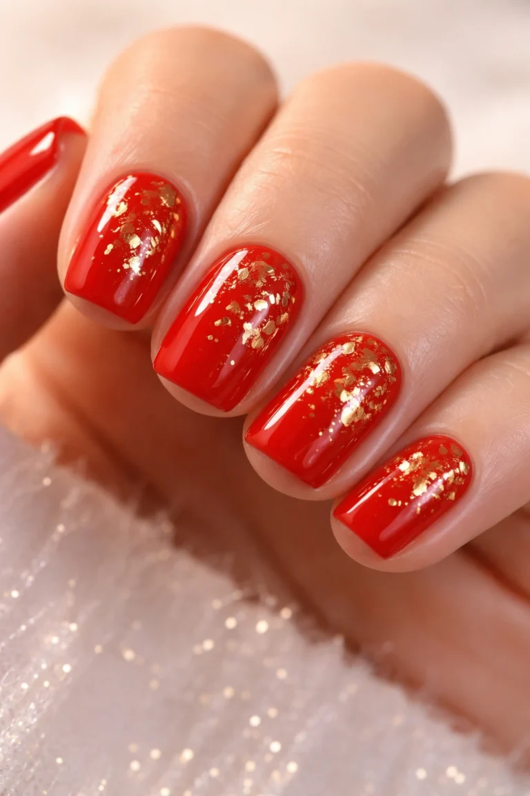 12 Red Short Squoval Nails That Really Pop