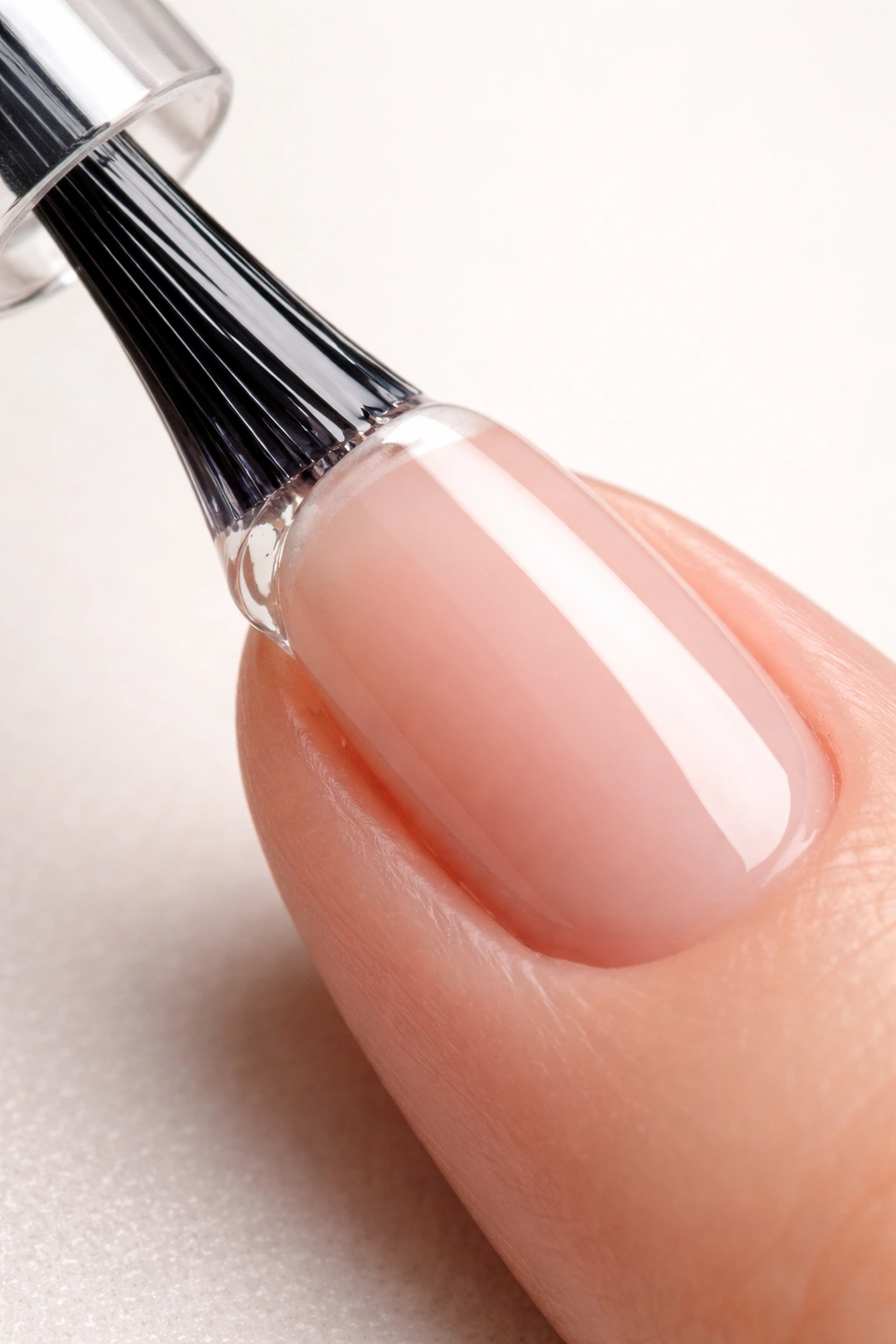 Top coat being applied around nail edge