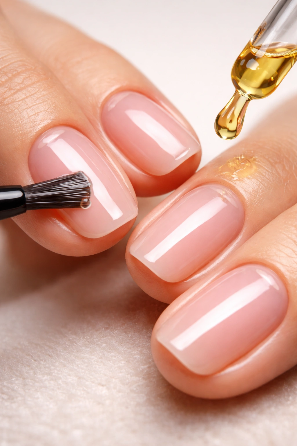 Glossy gel nails with high-shine top coat sealing color