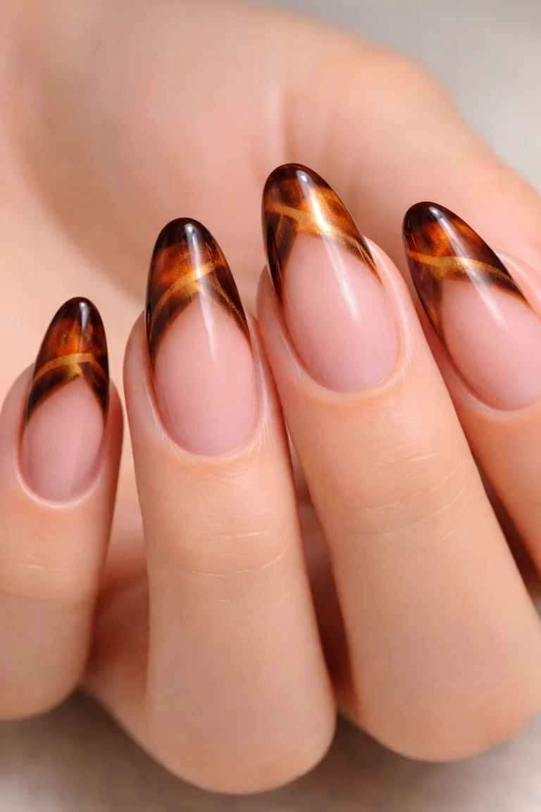 10 Amber Cat Eye Nails With a Warm Golden Glow