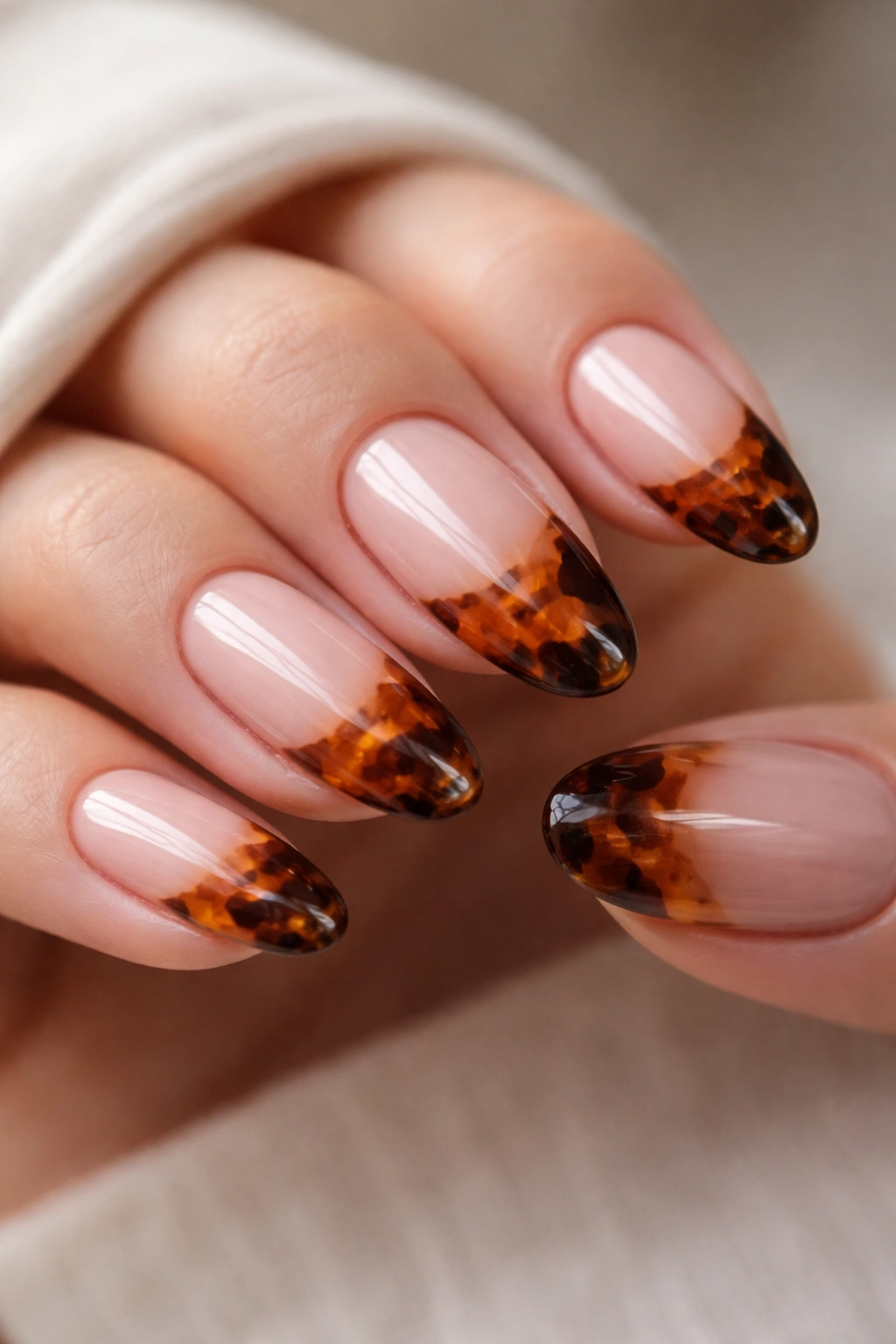 Tortoiseshell nail design with translucent marbling