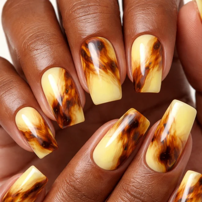 15 Soft Square Tortoiseshell Nails to Try Next