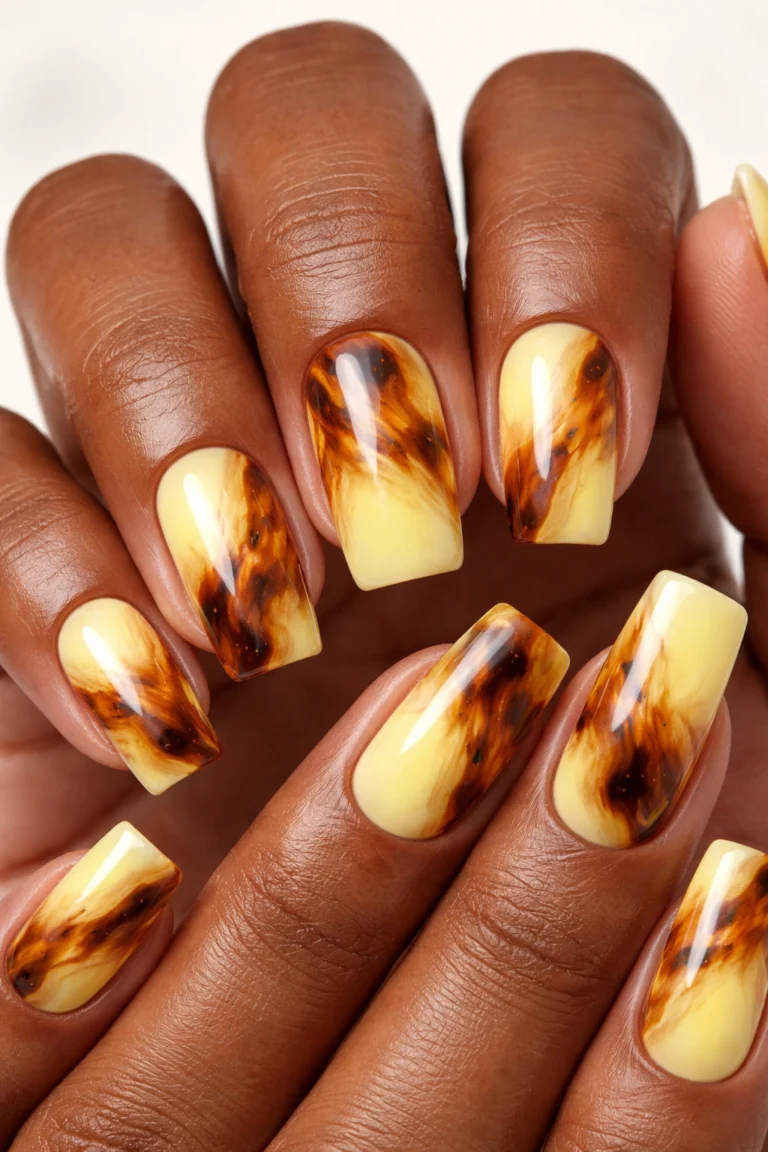 15 Soft Square Tortoiseshell Nails to Try Next