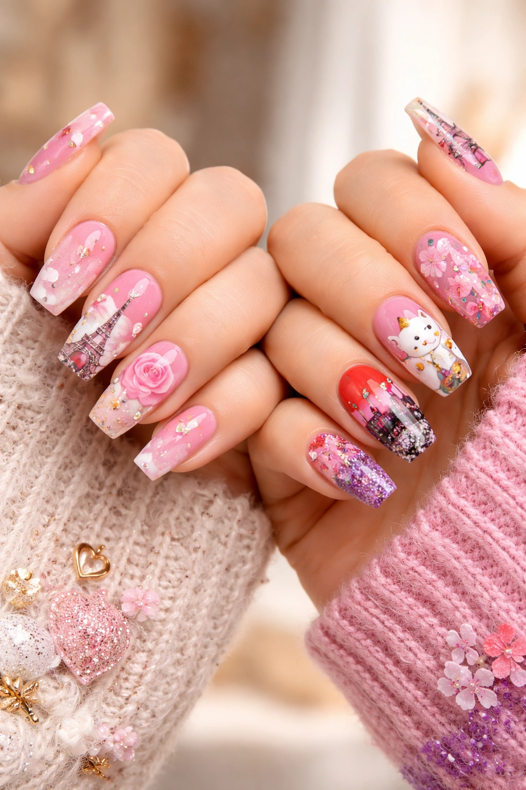Nails inspired by Paris and Tokyo travel destinations