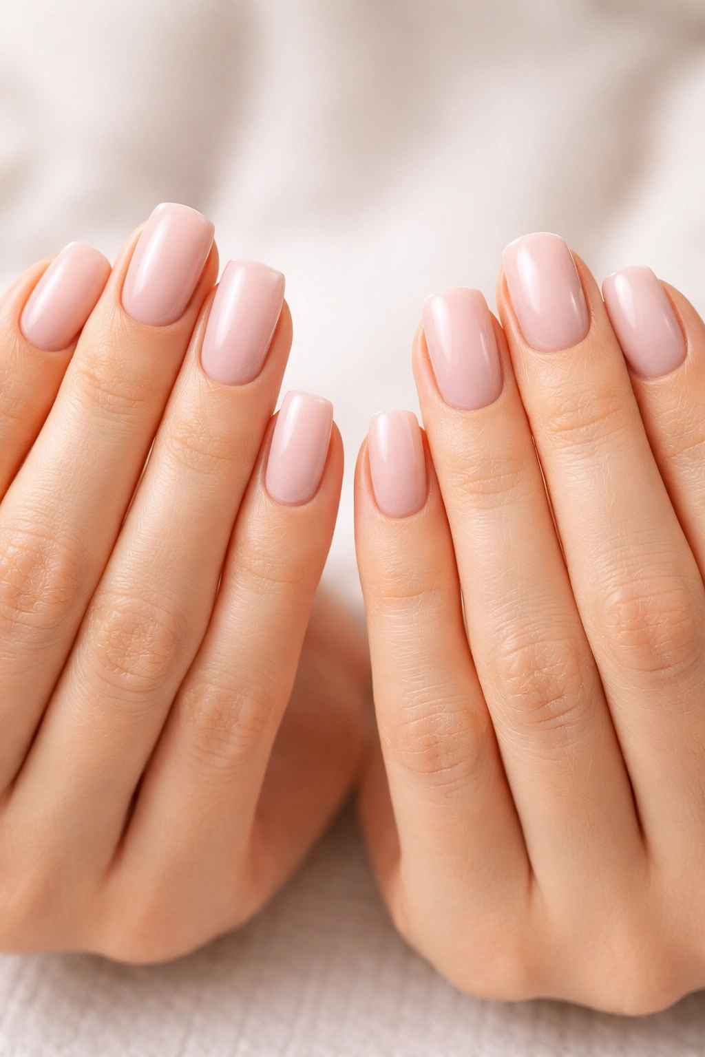 Hands trying both nail shapes side by side to compare feel and appearance
