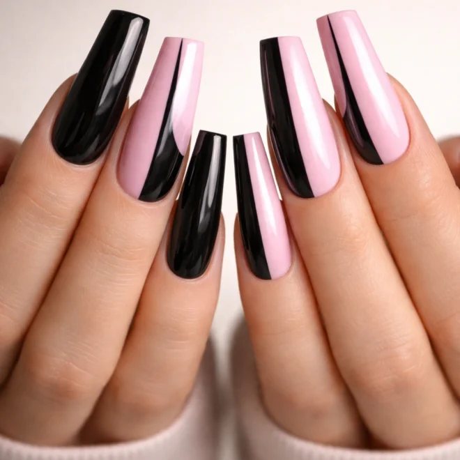 18 Black and Pink Duck Nail Ideas