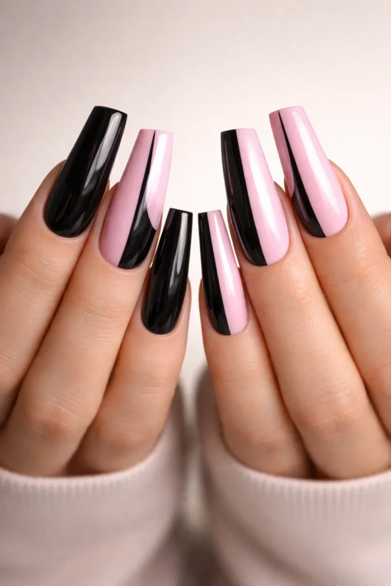18 Black and Pink Duck Nail Ideas