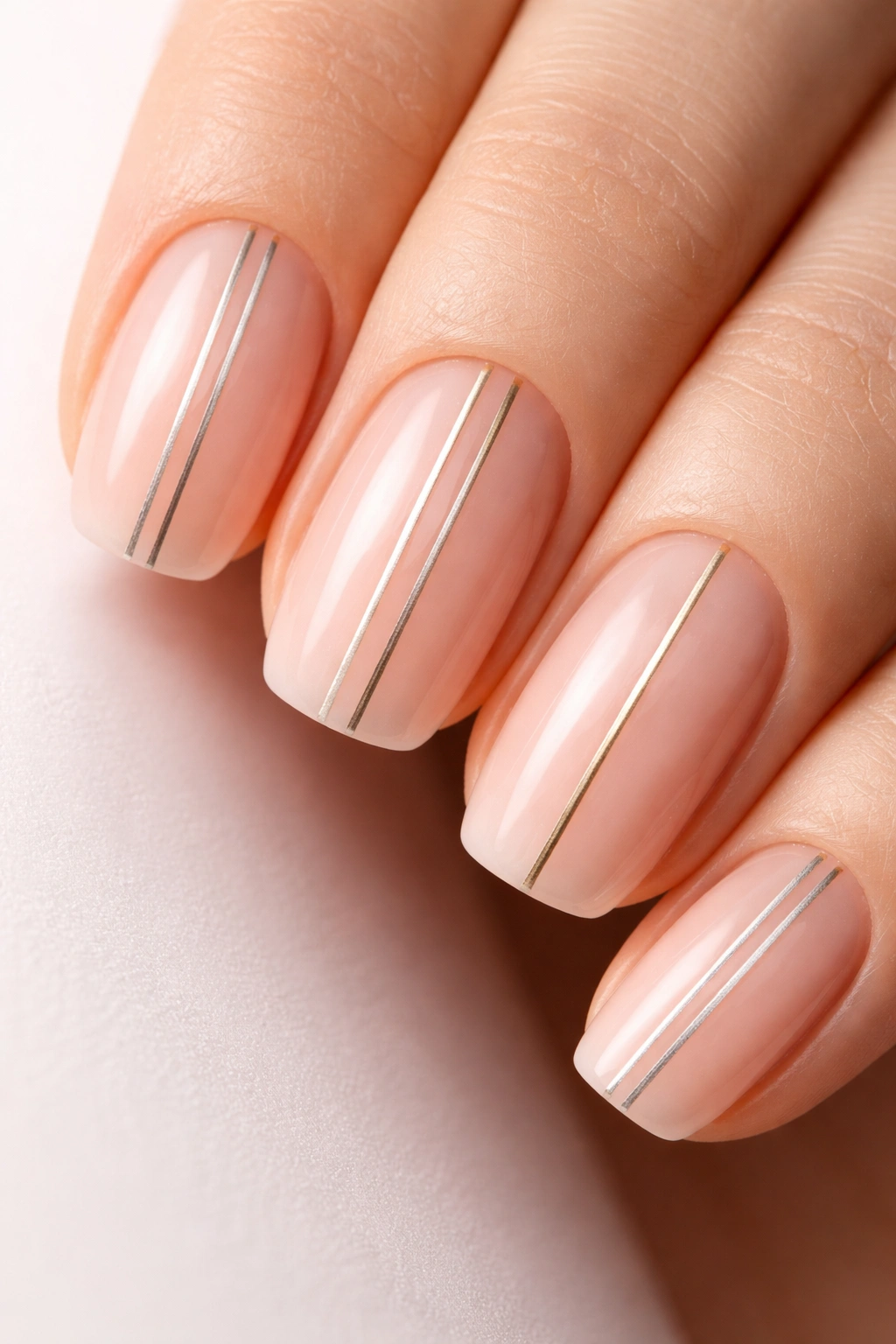 Nails with vertical stripe design emphasizing length