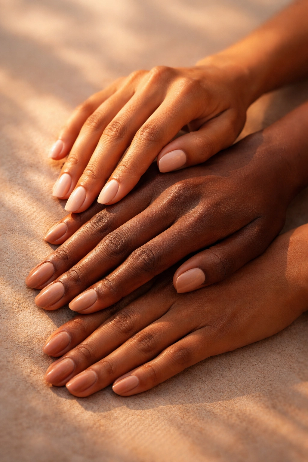 Close-up of brown skin showing warm golden undertones under golden light