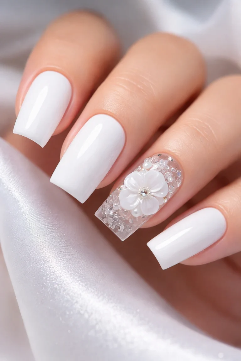 12 Soft Square White Acrylic Nail Ideas to Save