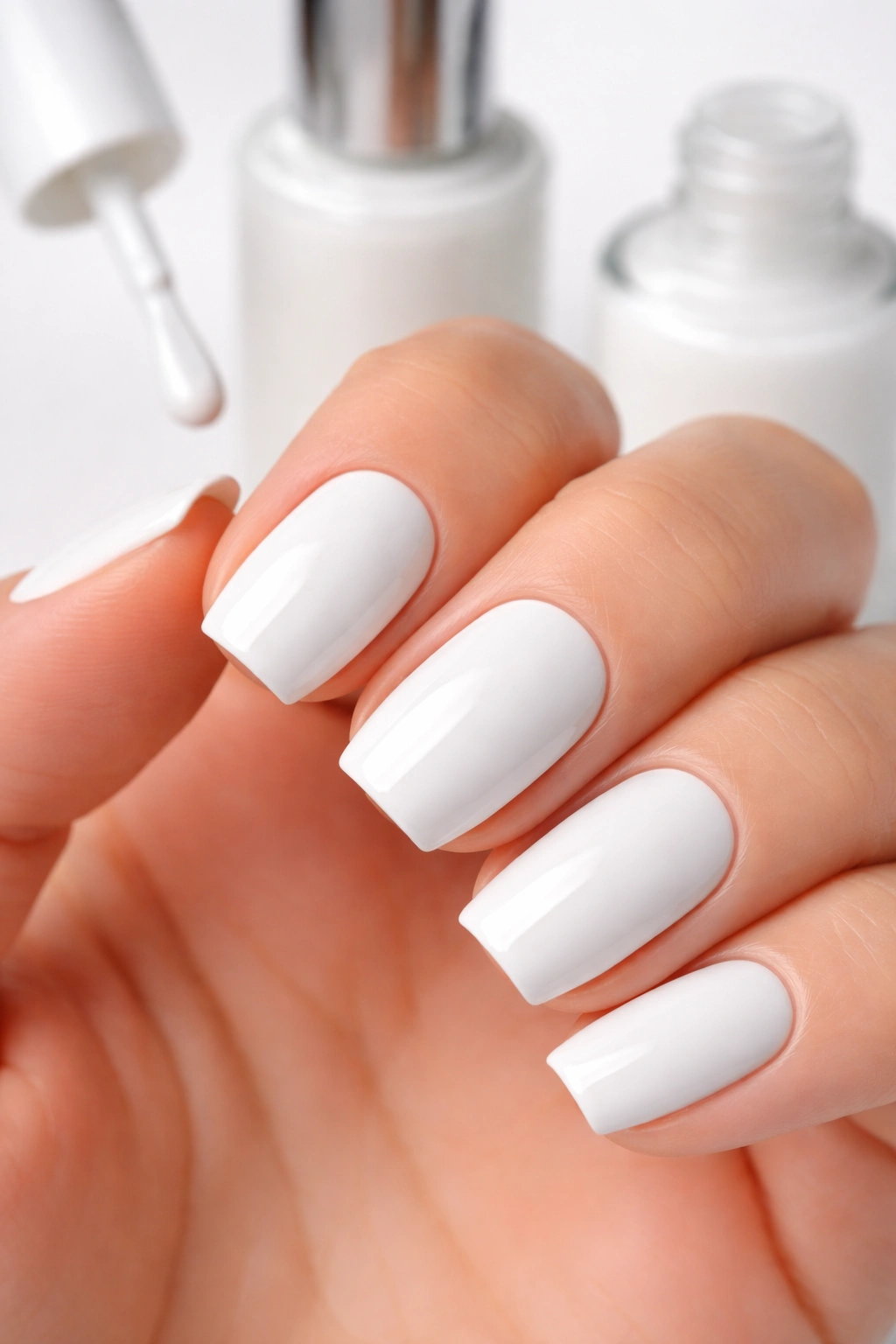 Nails with pristine white polish
