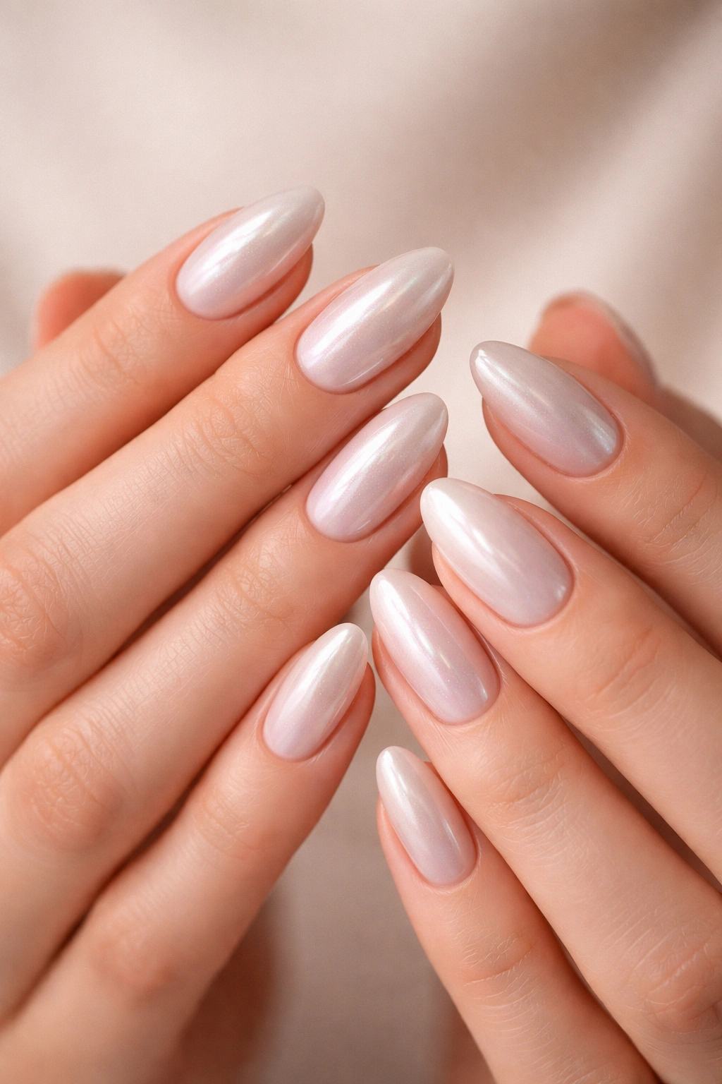 Close-up of hands with glazed manicure completing a cohesive look