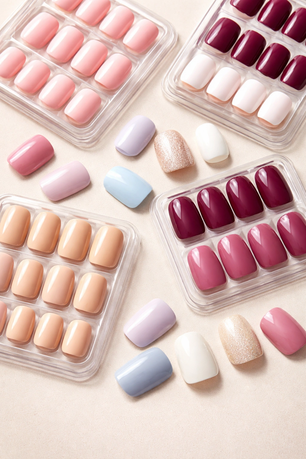 Close-up of Zoya squoval press-on nails in non-toxic finish