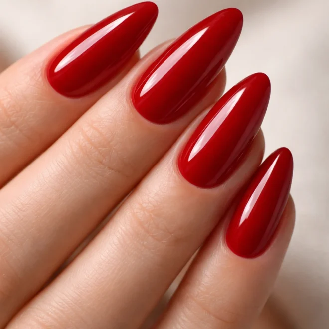 20 Red Almond Nail Ideas in Classic Shades