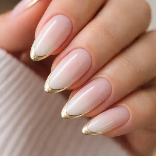 15 Gold French Tip Almond Nail Ideas