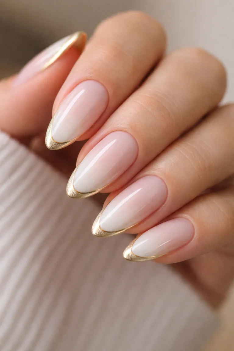 15 Gold French Tip Almond Nail Ideas