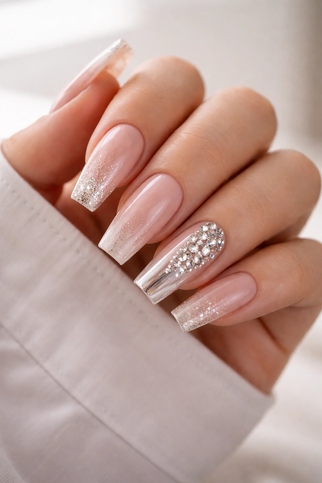 Coffin nails with two accent nails showing fit for daily routine