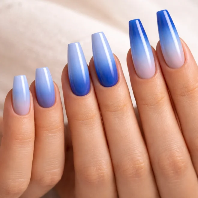 12 Blue Ombre Coffin Nails That Blend