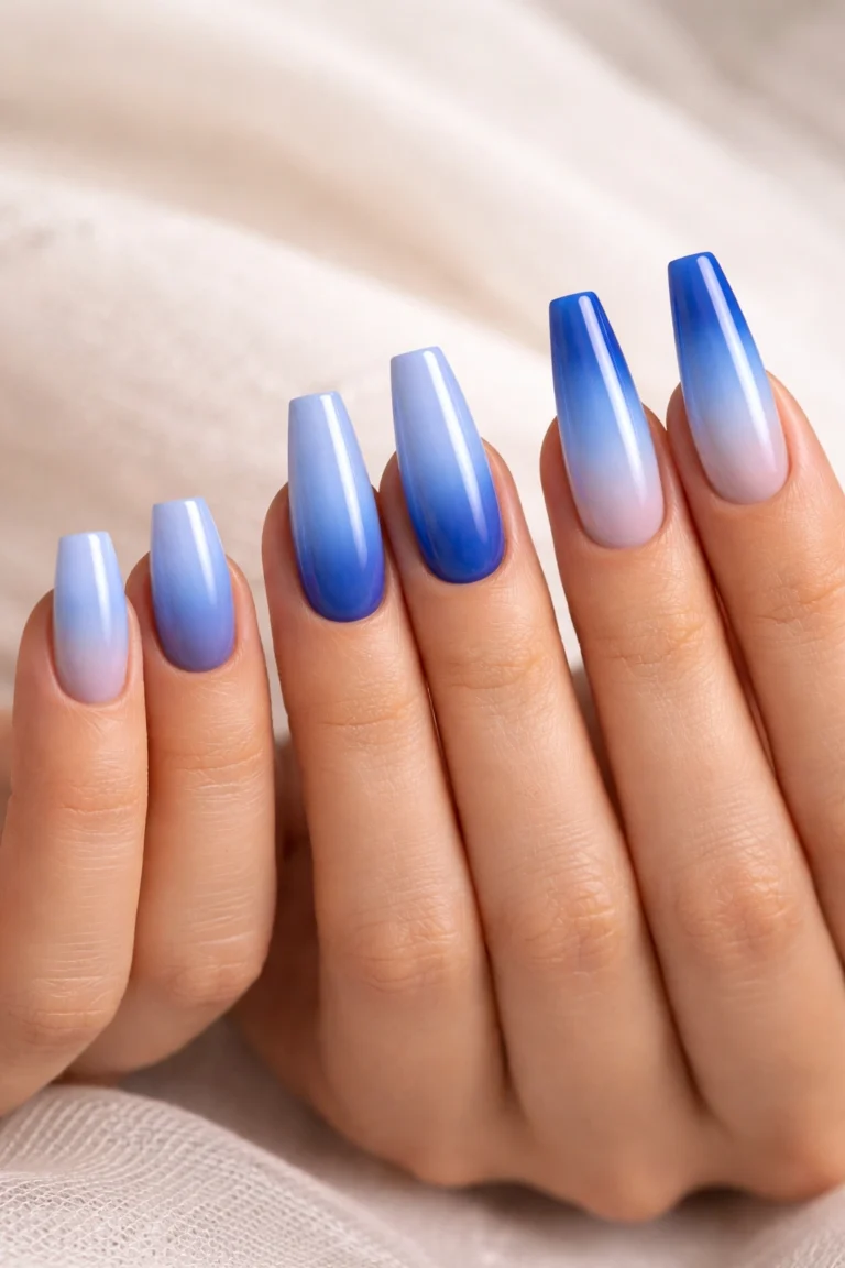 12 Blue Ombre Coffin Nails That Blend