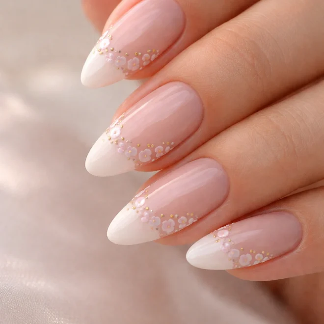 20 Floral Almond Nail Ideas With Petal Details