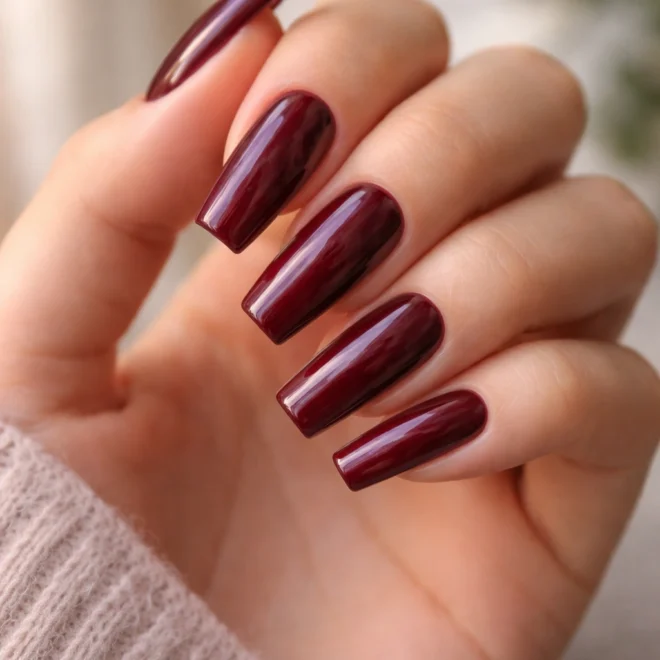 15 Burgundy Coffin Nails That Look Rich