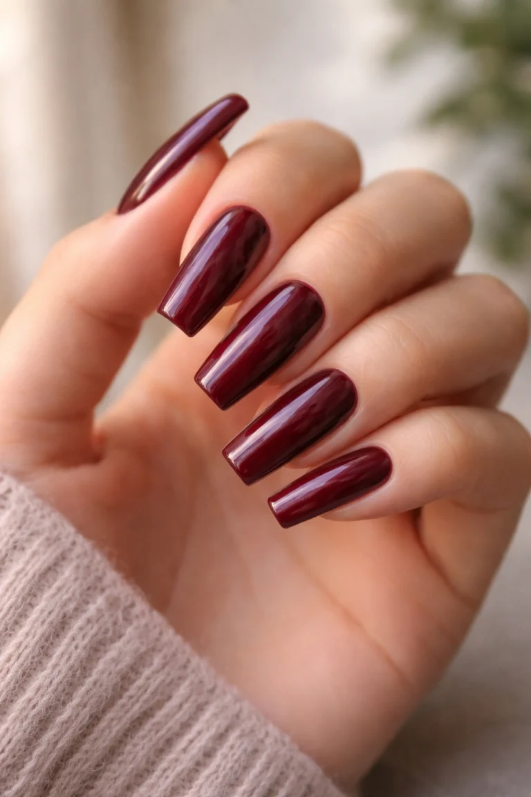 15 Burgundy Coffin Nails That Look Rich