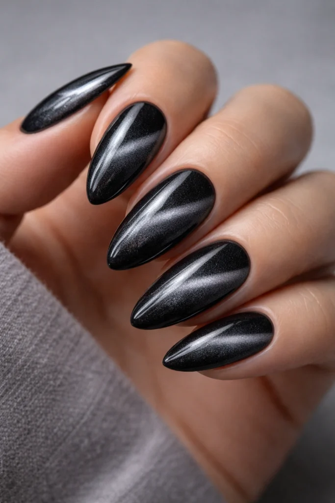 25 Black Almond Nail Ideas for All Skin Tones