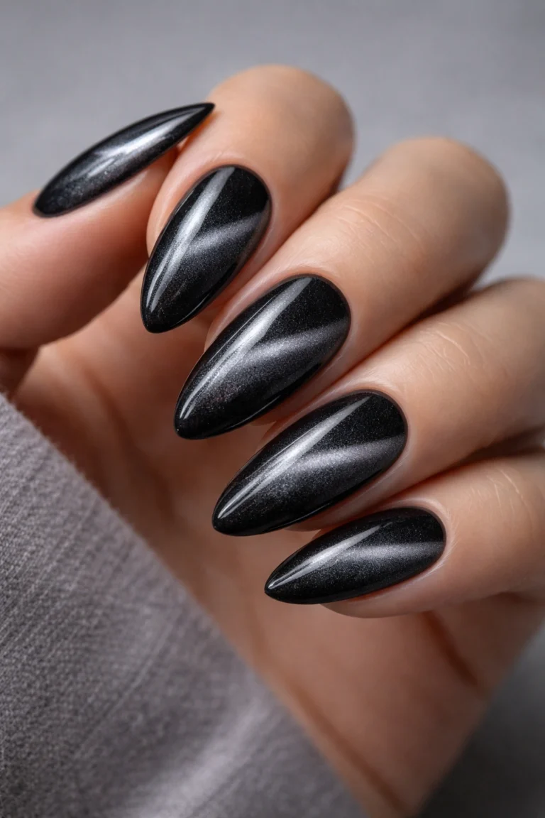 25 Black Almond Nail Ideas for All Skin Tones