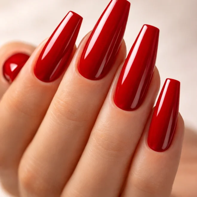 15 Cherry Red Coffin Nails for Your Next Manicure