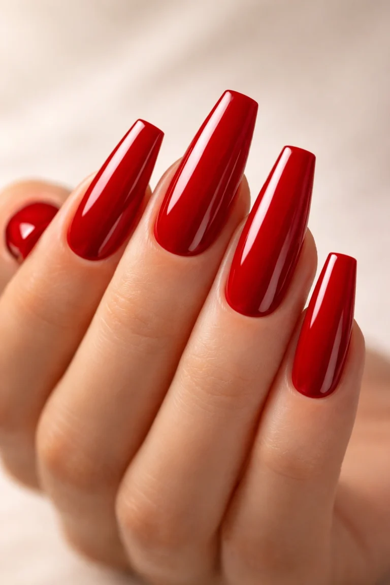 15 Cherry Red Coffin Nails for Your Next Manicure