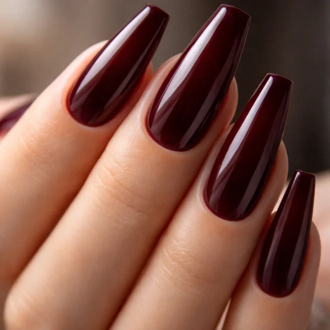 15 Maroon Coffin Nails for a Rich Look