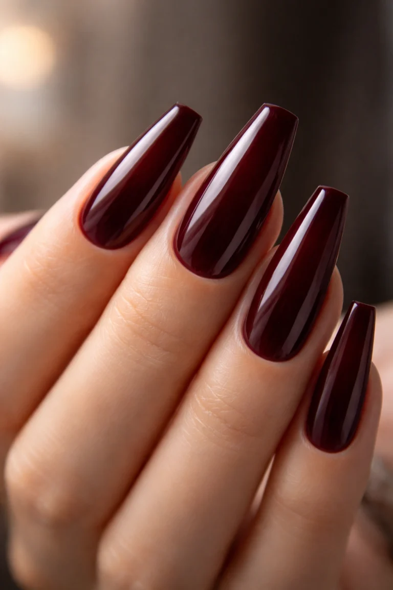 15 Maroon Coffin Nails for a Rich Look