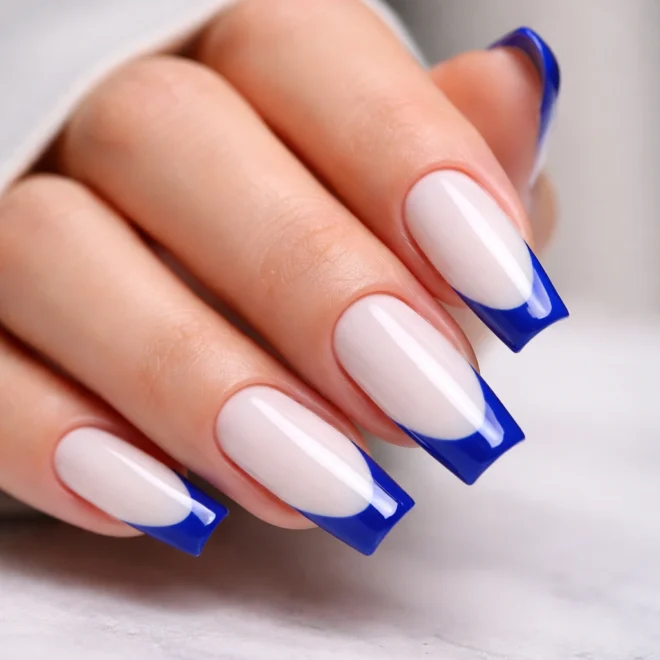 15 White and Blue Coffin Nails for a Fresh Look