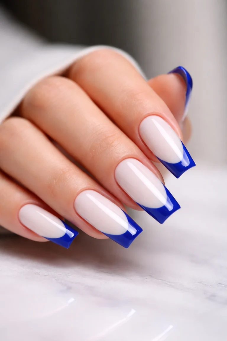 15 White and Blue Coffin Nails for a Fresh Look