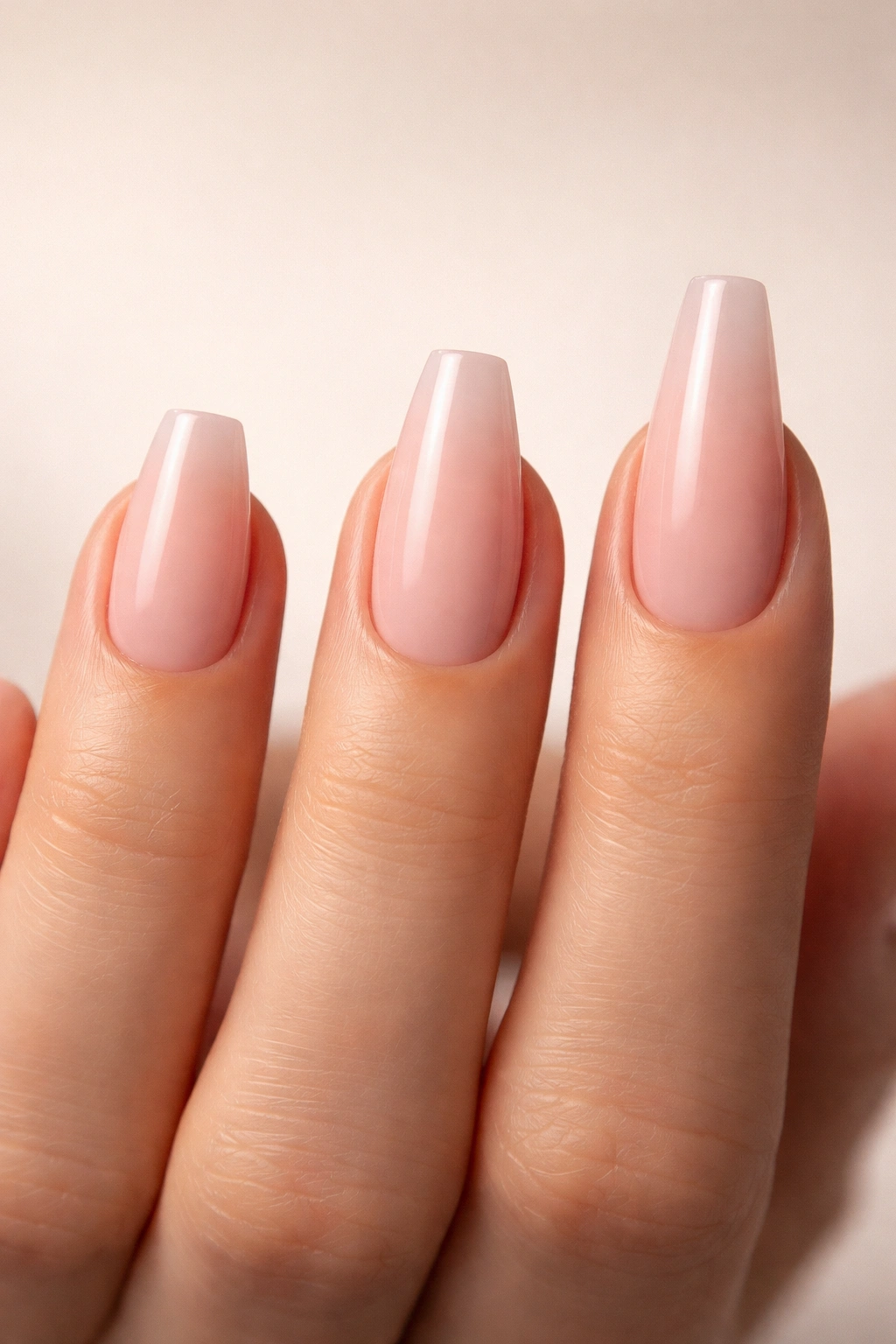 Close-up of coffin nails in varying natural lengths to show fit