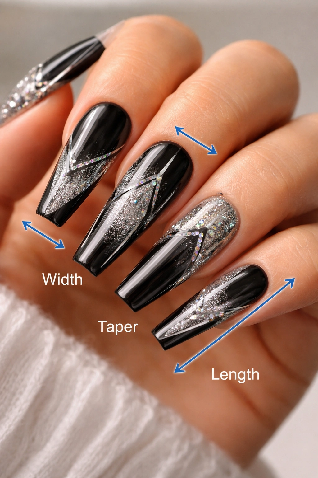 Close-up of coffin nails showing width and taper to indicate sharp vs clunky shape