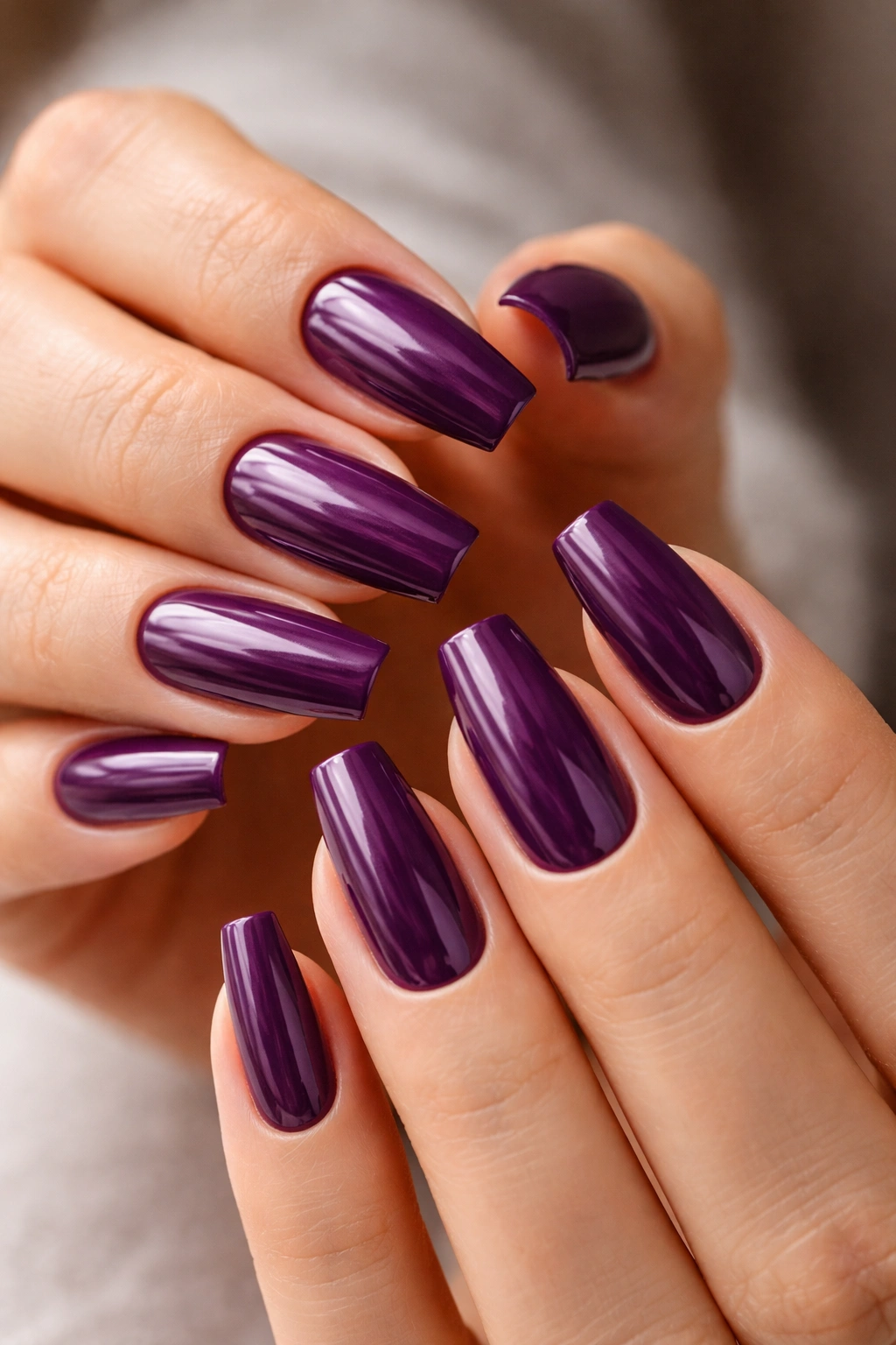 Close-up of coffin nails with crisp taper, thin free edges, and a clean cuticle line