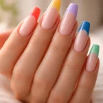 12 Colorful French Tip Coffin Nails