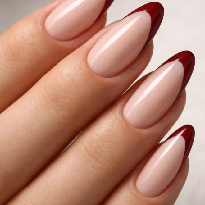 15 Cherry Red French Tip Almond Nail Ideas