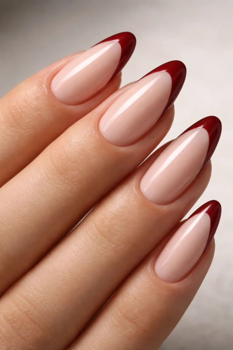 15 Cherry Red French Tip Almond Nail Ideas