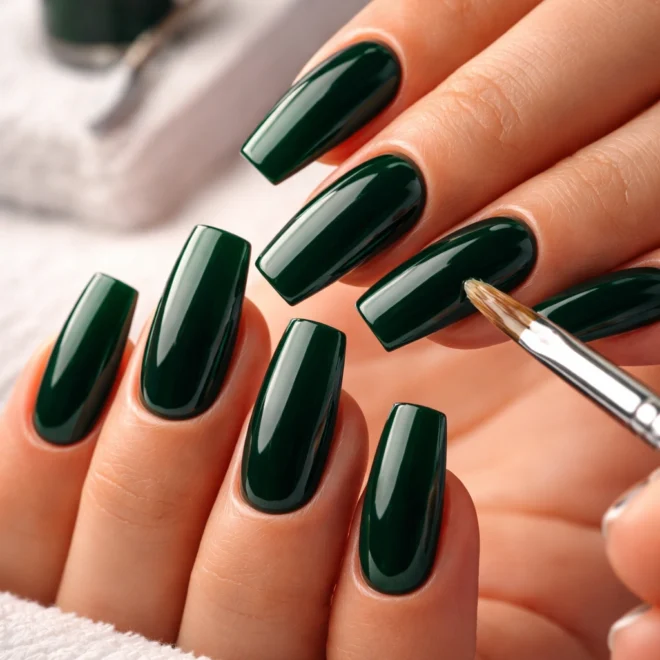 15 Emerald Green Coffin Nails You Will Love