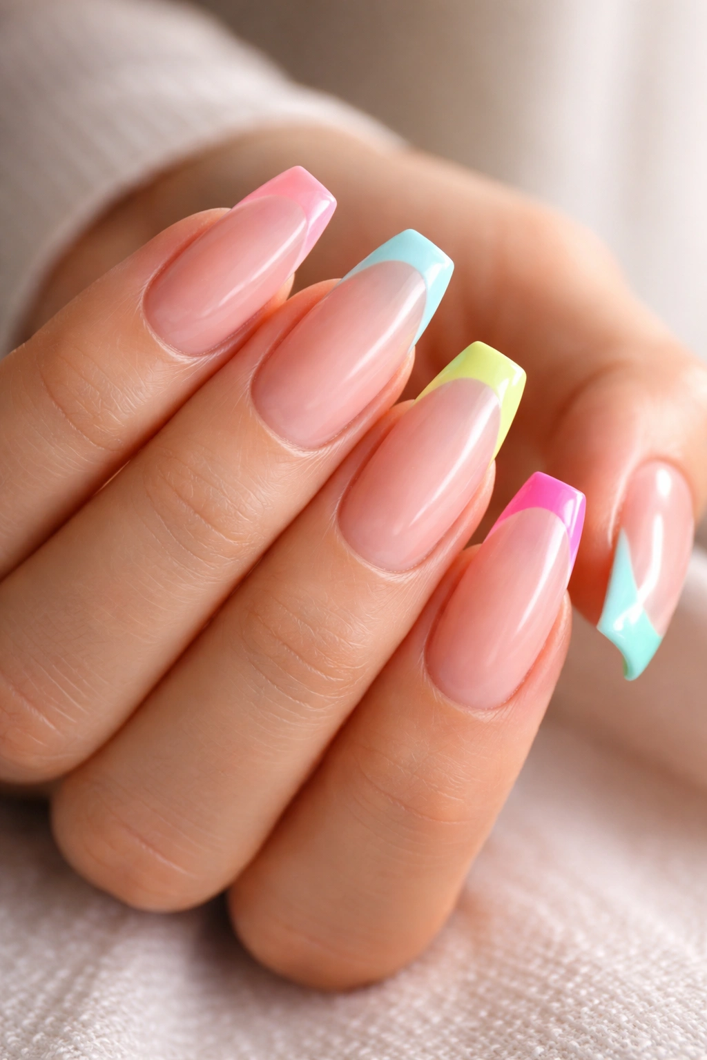 Close-up of nails with glossy French tips illustrating long-lasting wear.