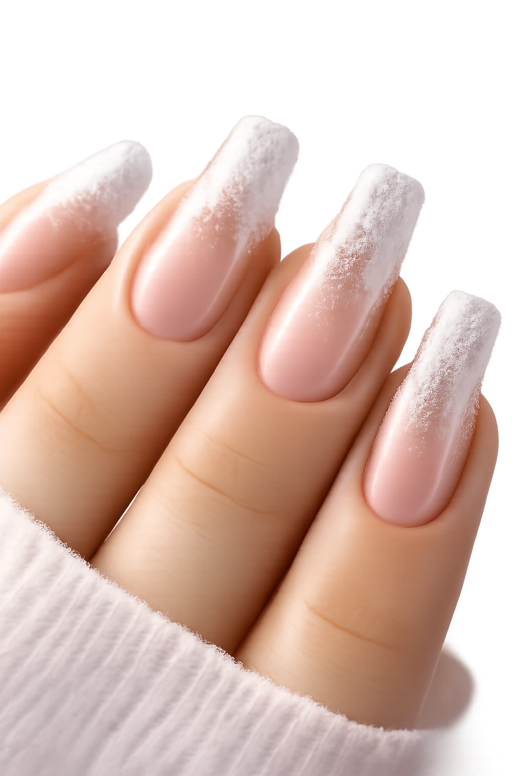 Coffin nails with micro glitter fade at the last third.