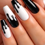 15 Black and White Coffin Nails That Look Edgy