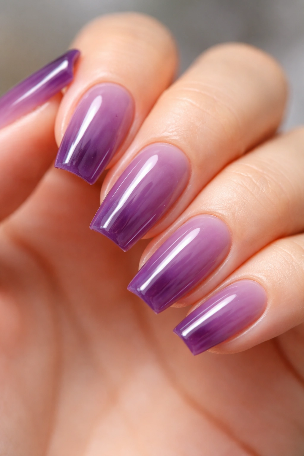 Coffin nails with grape jelly translucent overlay showing depth
