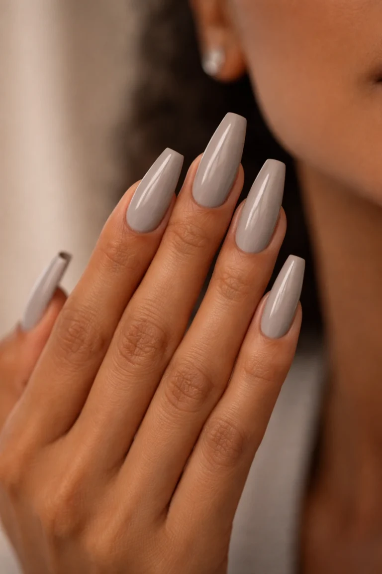 15 Grey Coffin Nails for a Cool Look